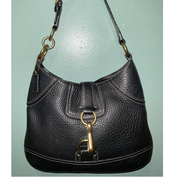 NOT FOR SALE! Vintage COACH HAMPTON Black Pebbled Leather Hobo Shoulder Bag - Picture 12 of 12